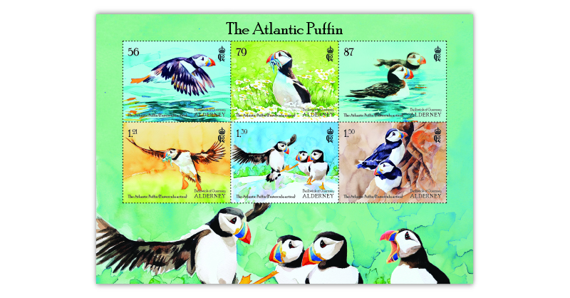 Stamps depict Burhou's beautiful birds